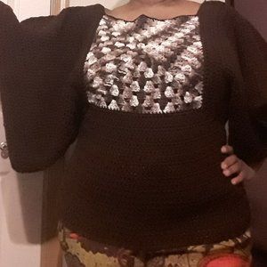 Chocolate brown cape sleeved tunic